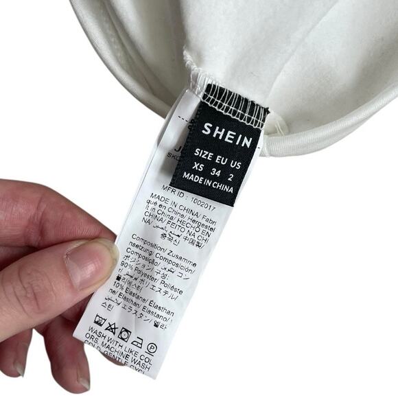 SHEIN White One Shoulder Gold Chain Strap Halter Neck Cropped Top - Picture 8 of 8